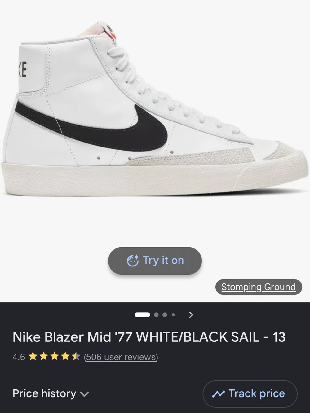 Nike Blazer Mid '77 High Top Sneakers - White/Black